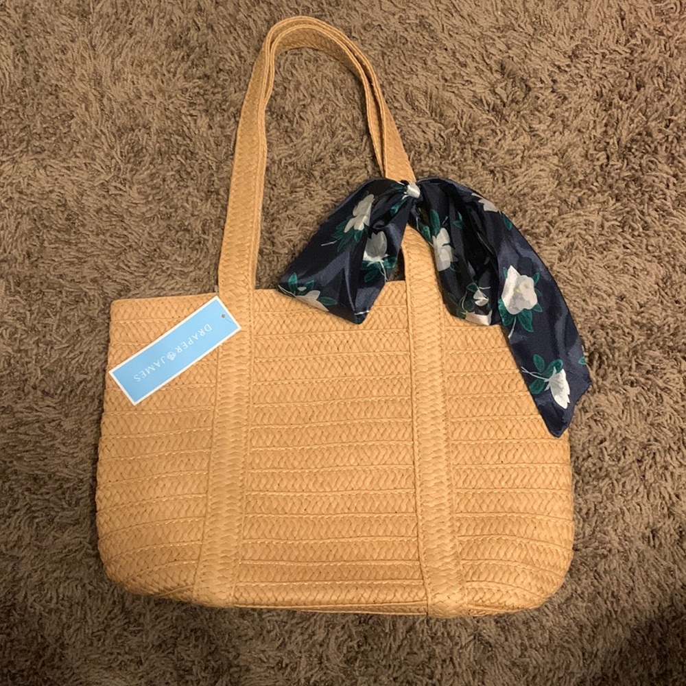 Draper James Straw bag with Floral Scarf